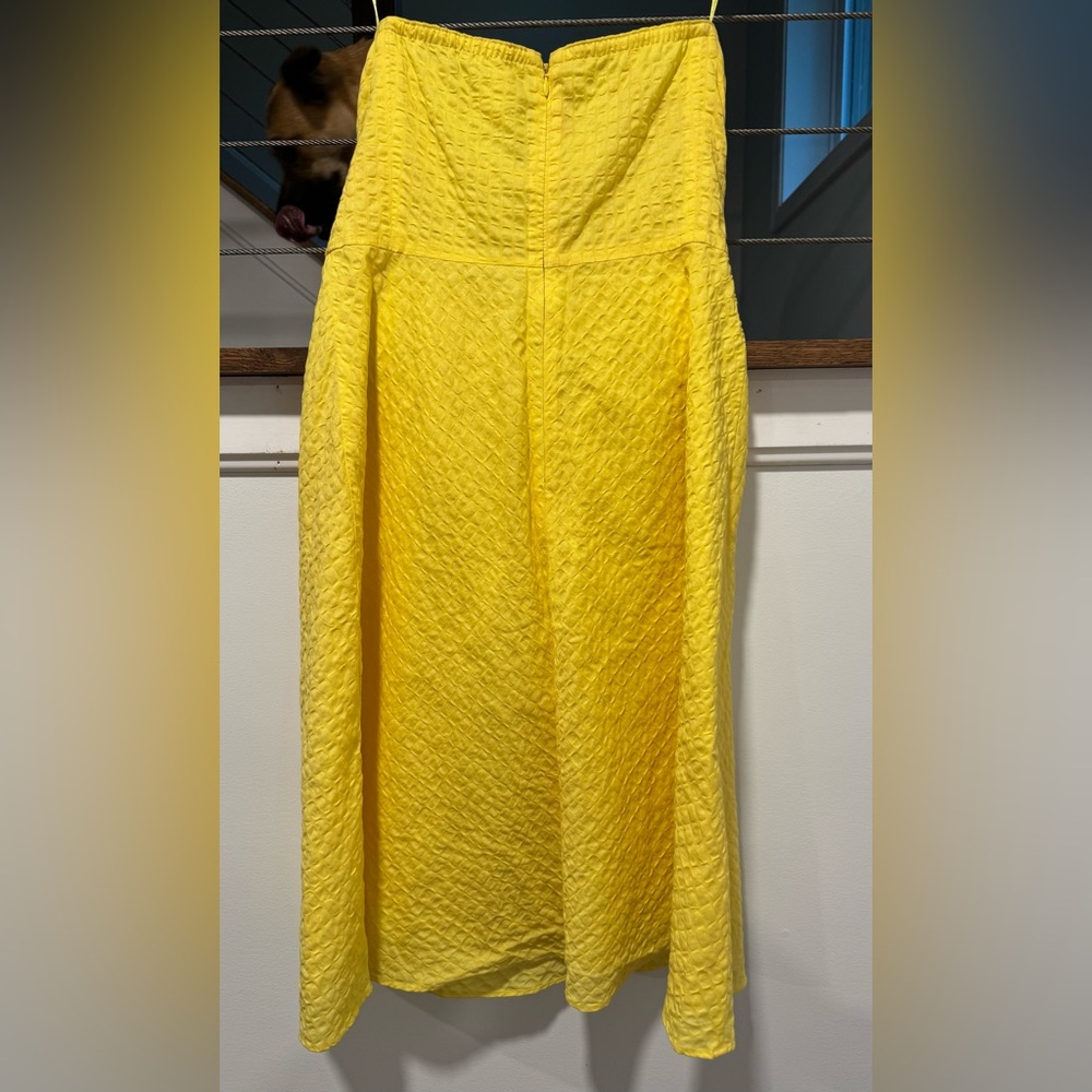 J. Crew Yellow Textured Strapless midi Dress size 6 - Picture 4 of 6
